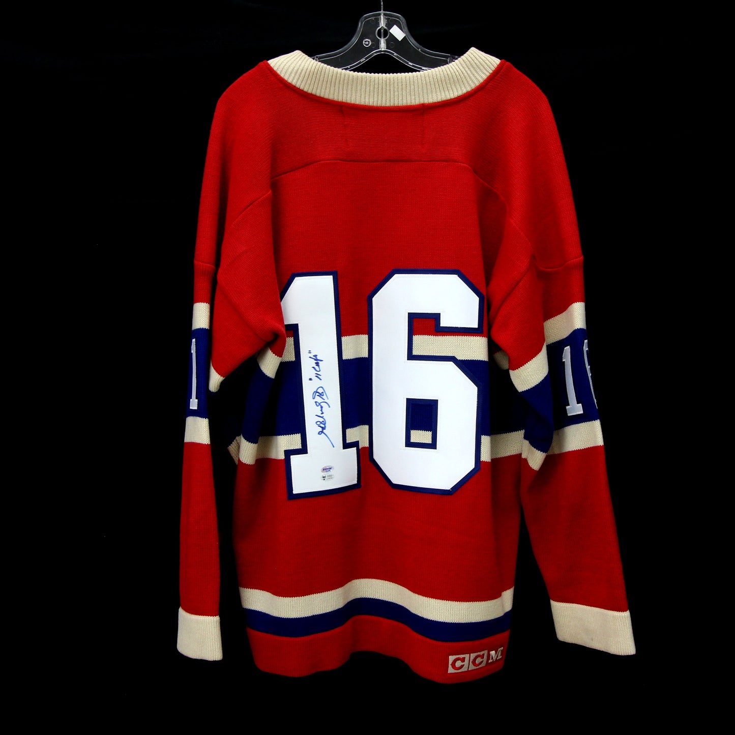 Henri Richard - Canadiens knitted / tricoté - Autographed Jersey / Chandail autographié