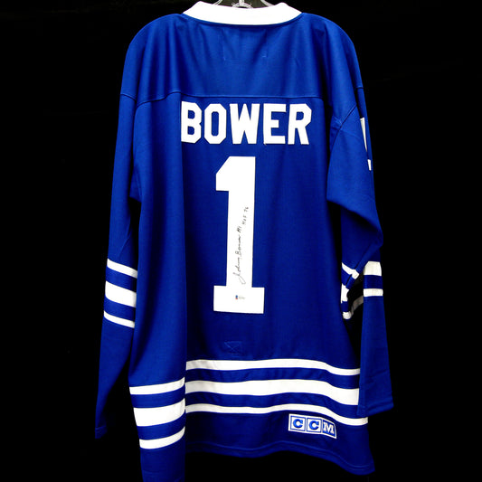 Johnny Bower - Maple Leafs - Autographed Jersey / Chandail autographié X21424