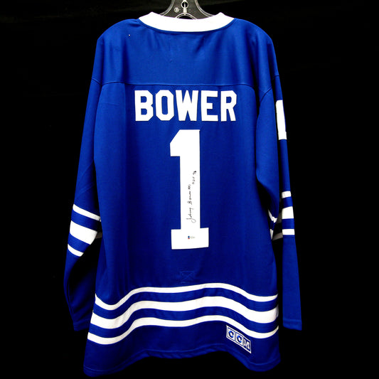 Johnny Bower - Maple Leafs - Autographed Jersey / Chandail autographié X21425